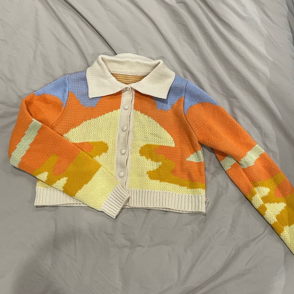 Cropped, collared sweater